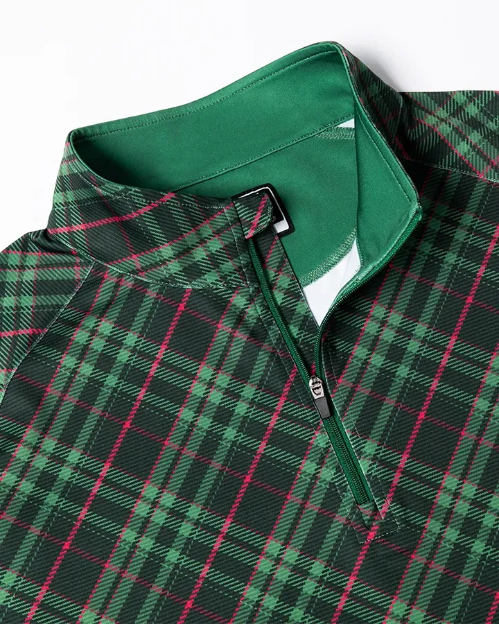 Plaid Knit Quarter Zip - Deolax