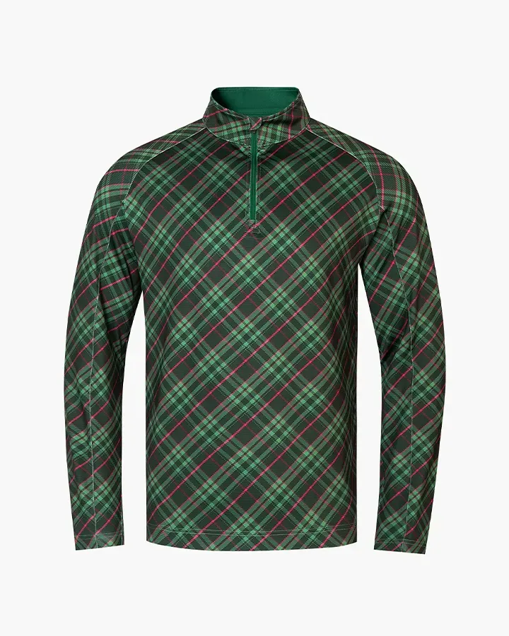 Plaid Knit Quarter Zip - Deolax