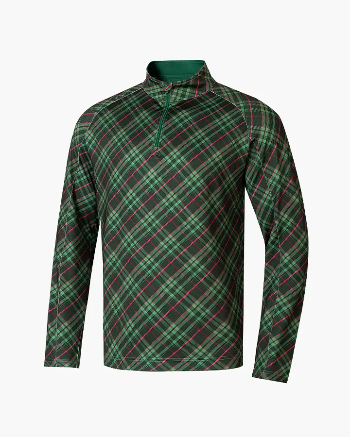 Plaid Knit Quarter Zip - Deolax