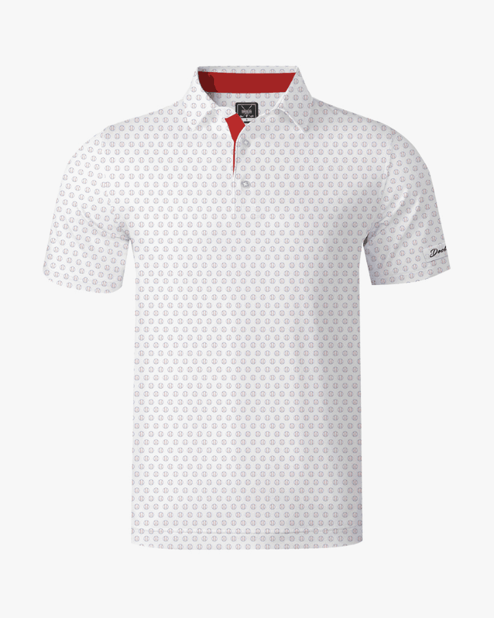 Pop Fly Baseball Polo - White