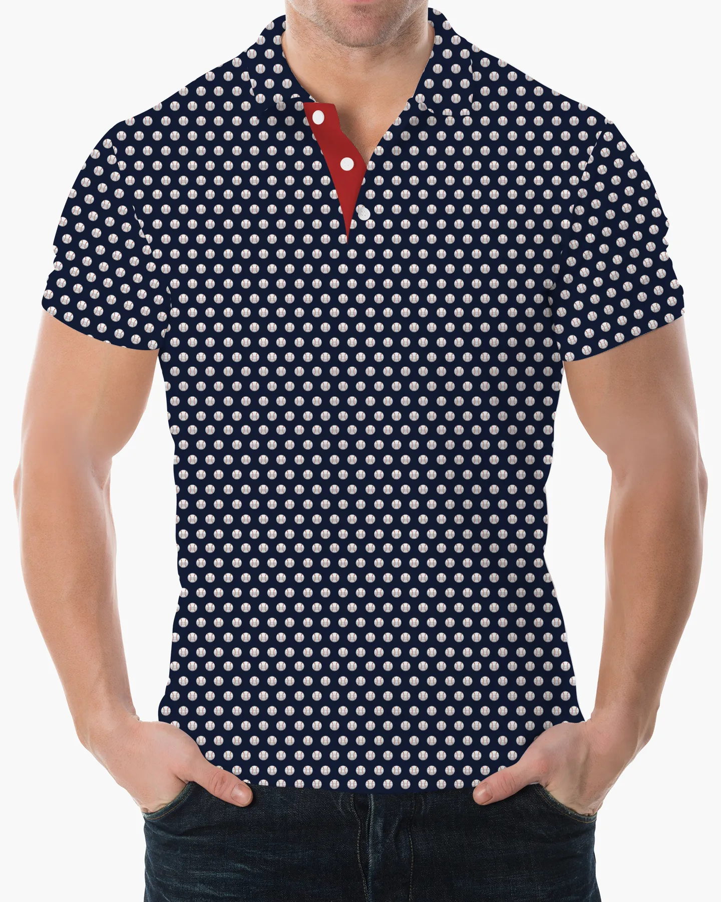 Pop Fly navy Baseball Polo - Deolax