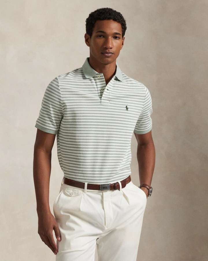 Ralphlauren Striped Mesh Polo Shirt