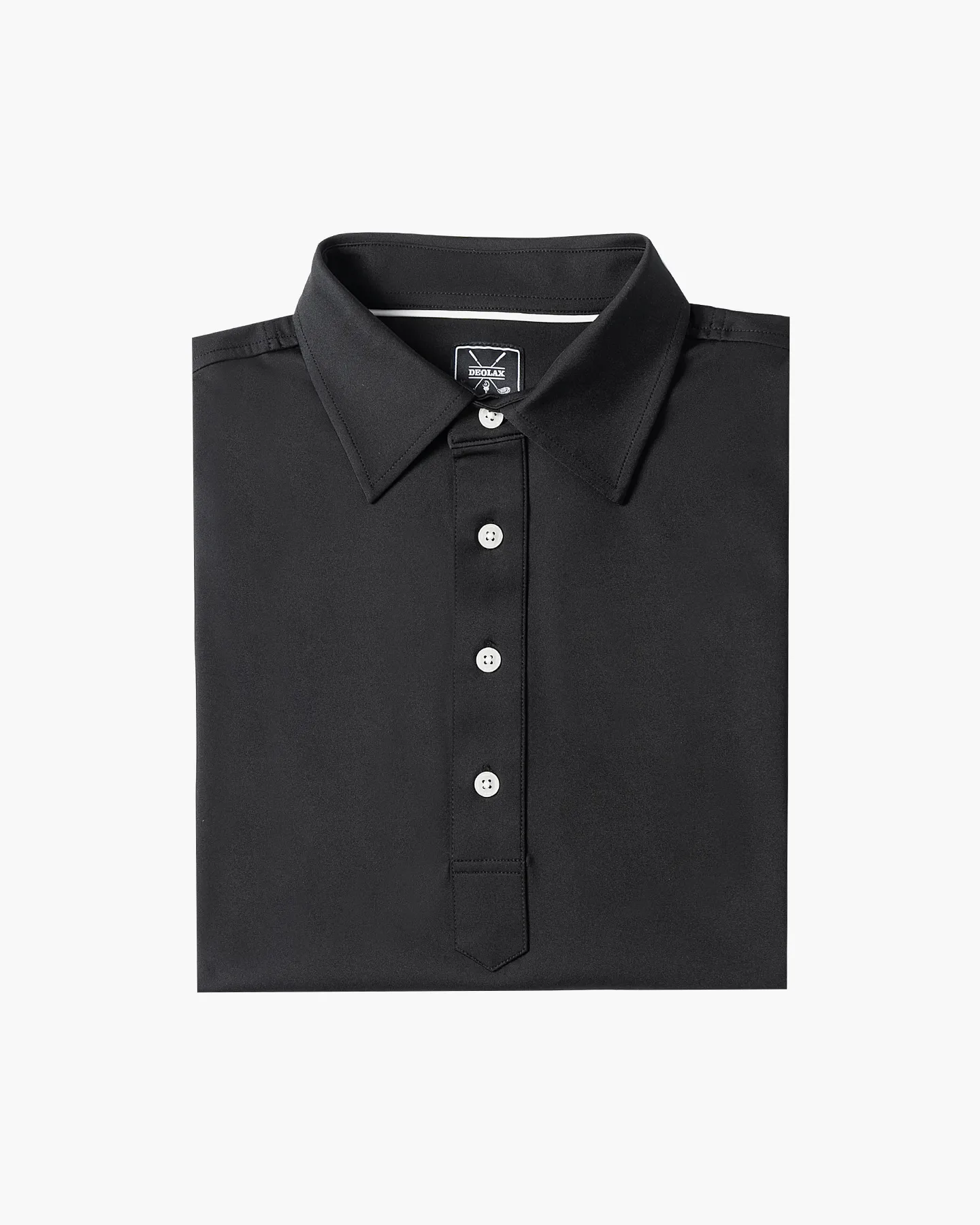 Regular Fit Long Sleeve Polo in Black - Deolax