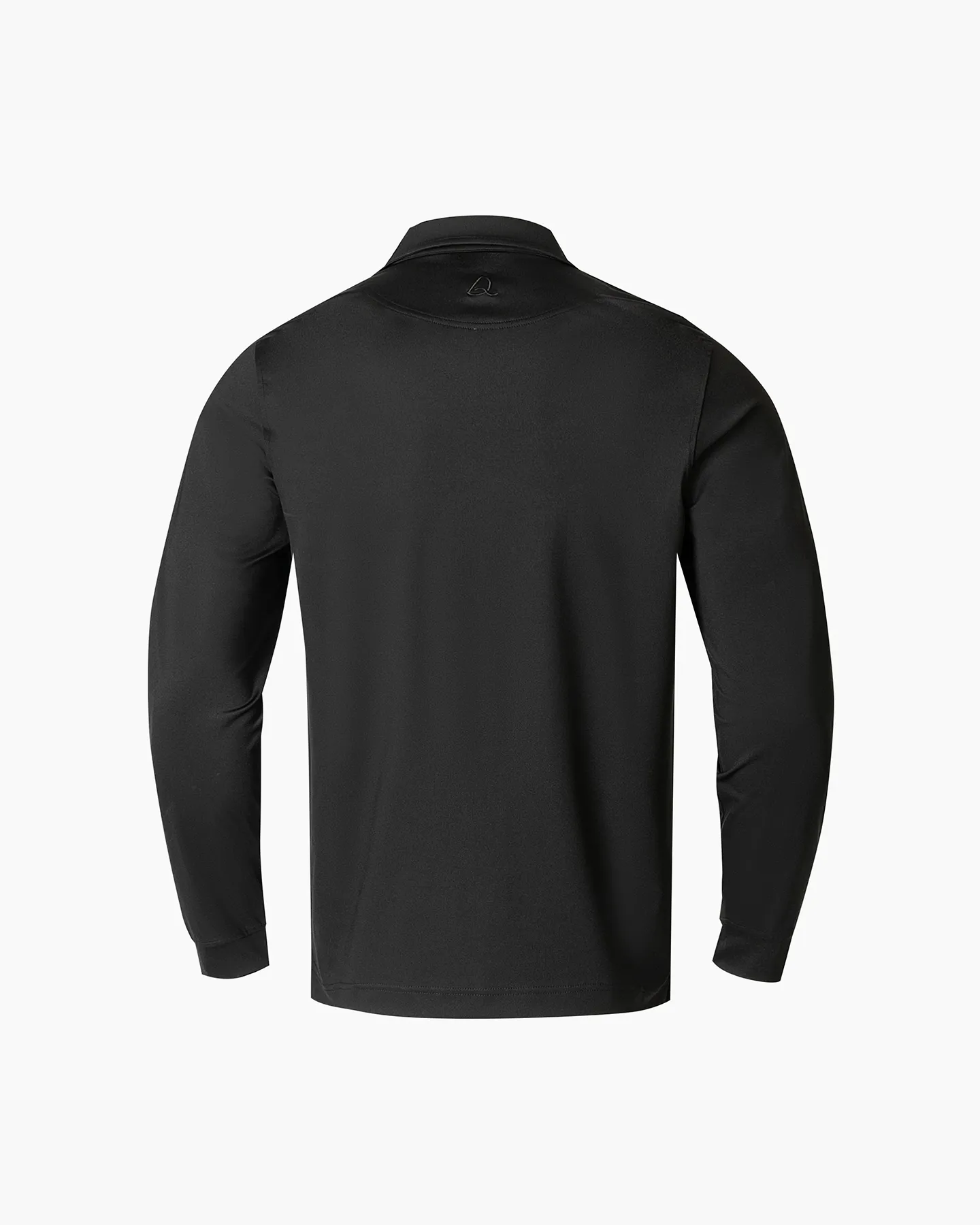 Regular Fit Long Sleeve Polo in Black - Deolax