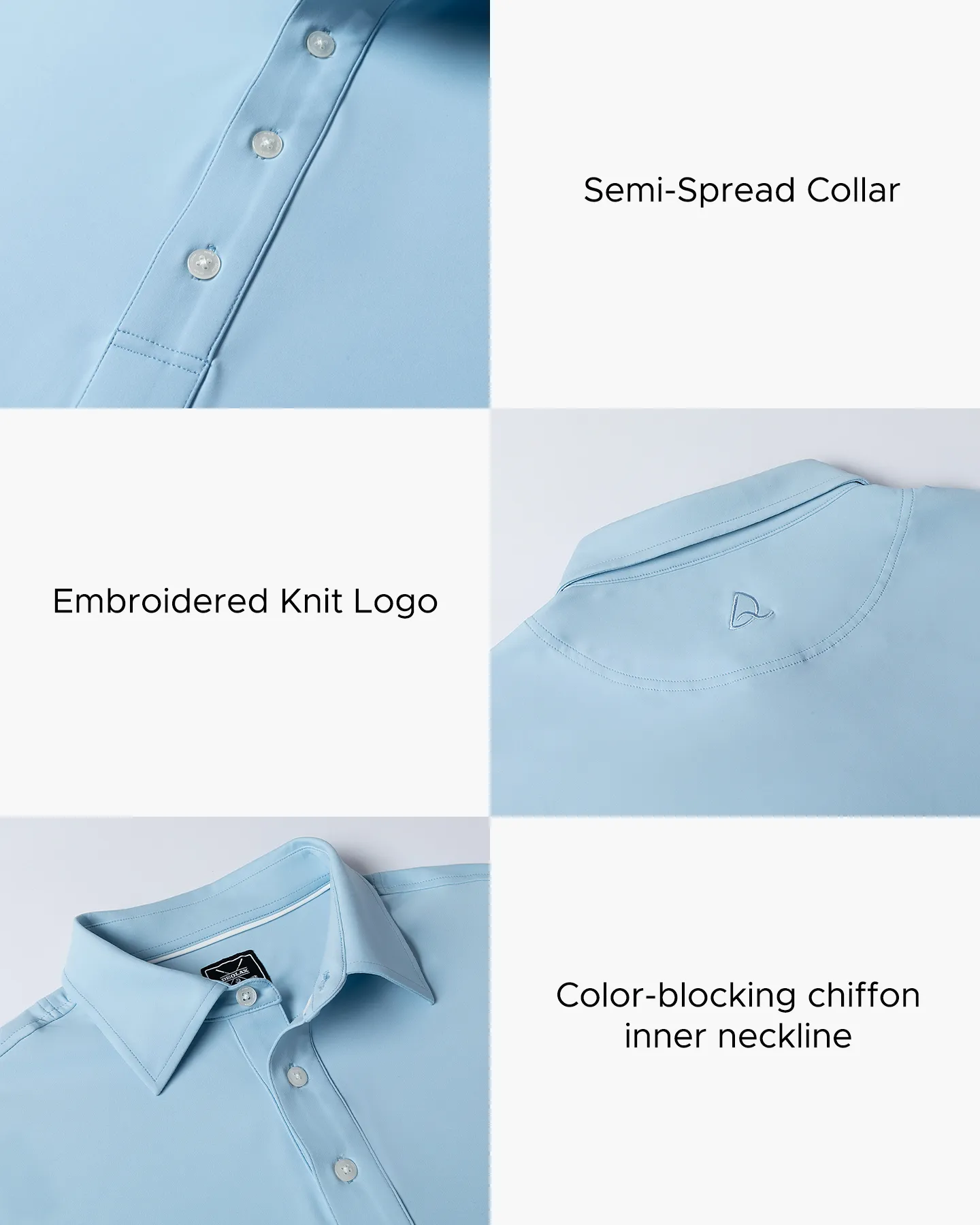 Regular Fit Long Sleeve Polo in Blue - Deolax