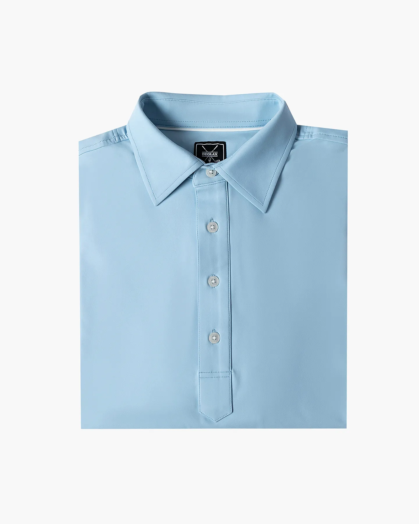 Regular Fit Long Sleeve Polo in Blue - Deolax