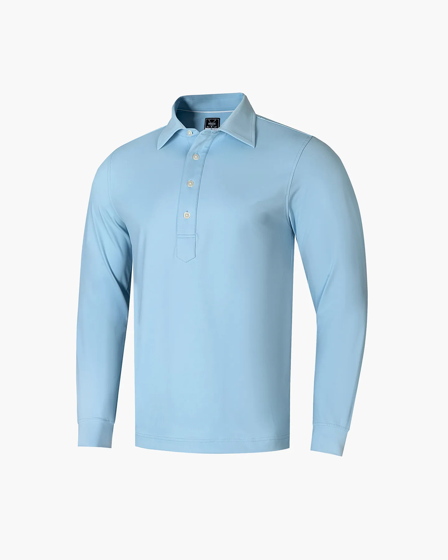Regular Fit Long Sleeve Polo in Blue - Deolax