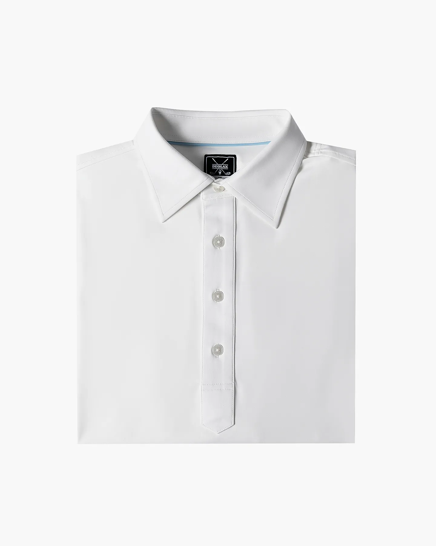 Regular Fit Long Sleeve Polo in White - Deolax