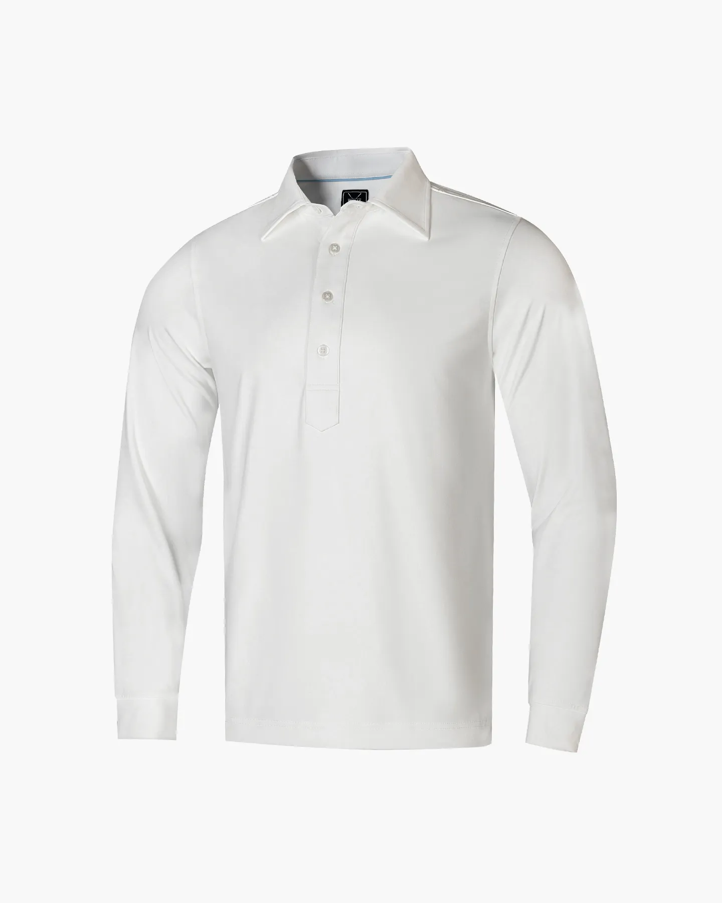 Regular Fit Long Sleeve Polo in White - Deolax