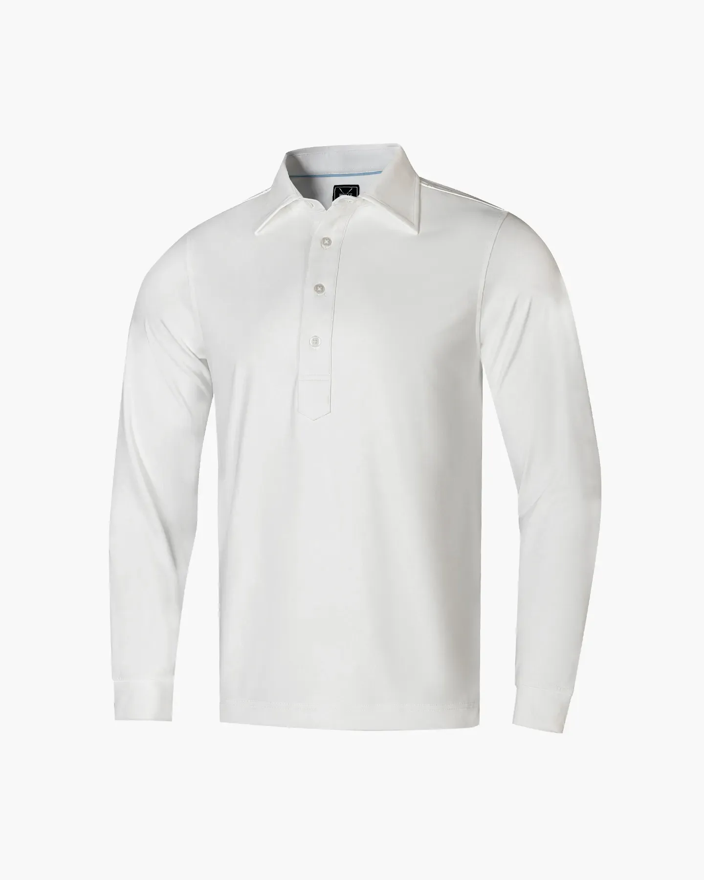 Regular Fit Long Sleeve Polo in White - Deolax