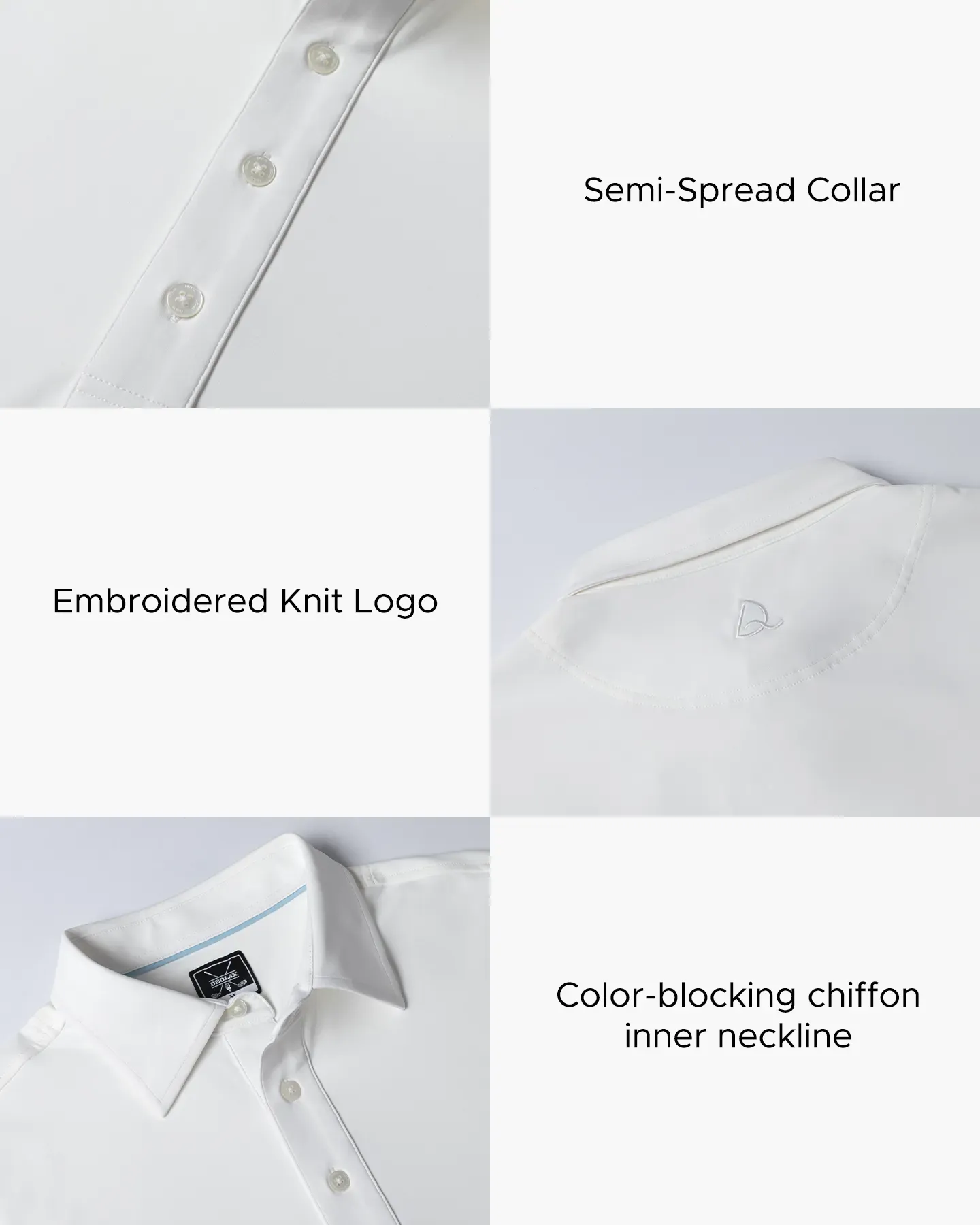 Regular Fit Long Sleeve Polo in White - Deolax