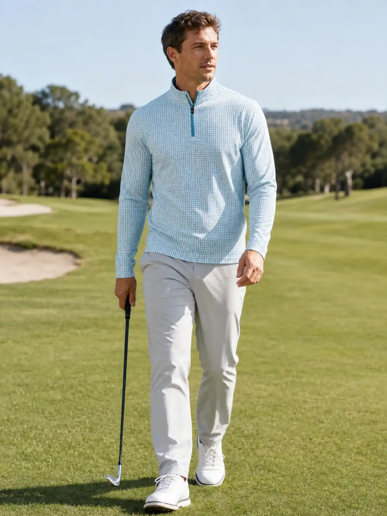Sapphire Houndstooth Quarter Zip