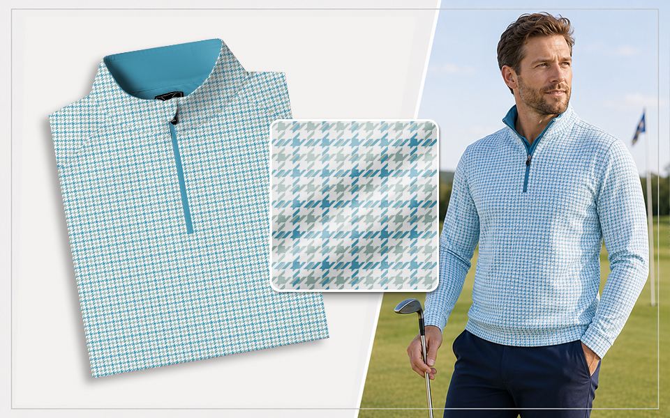 Sapphire Houndstooth Quarter Zip