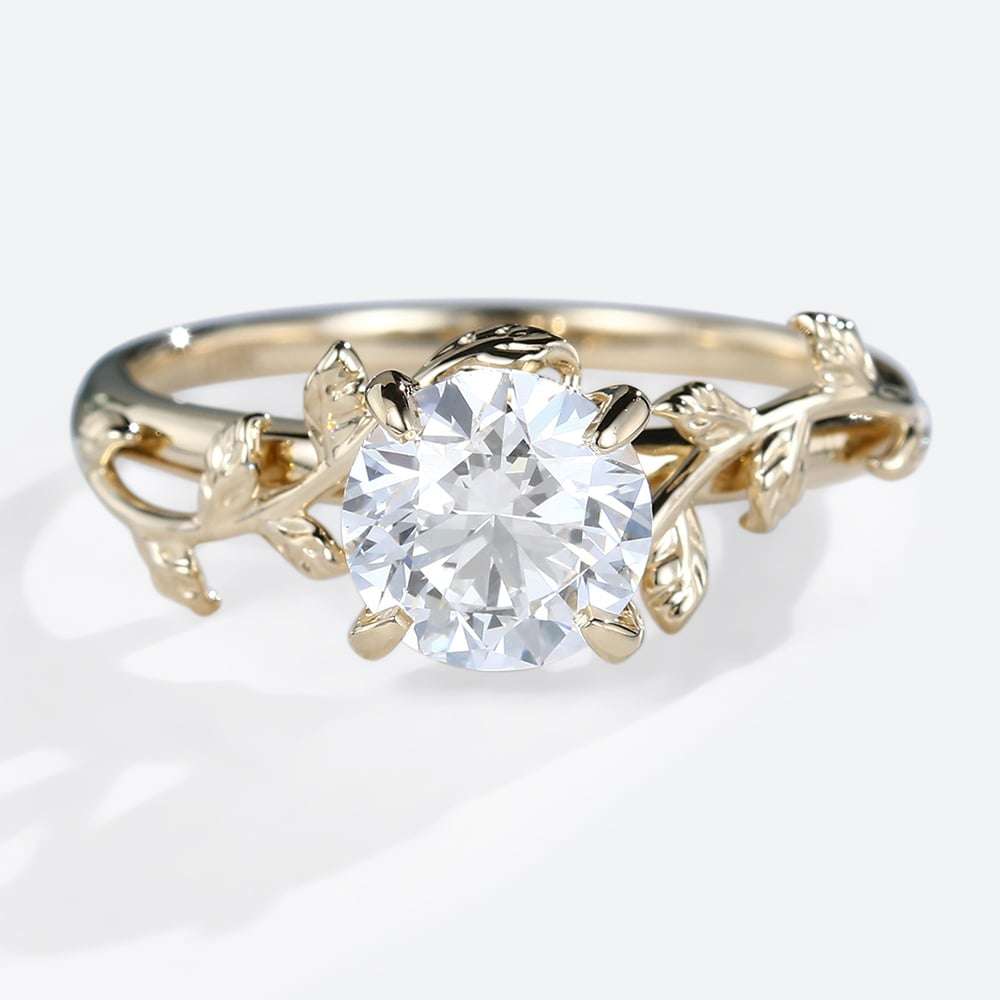 Solitaire Leaf Design Bridal Ring
