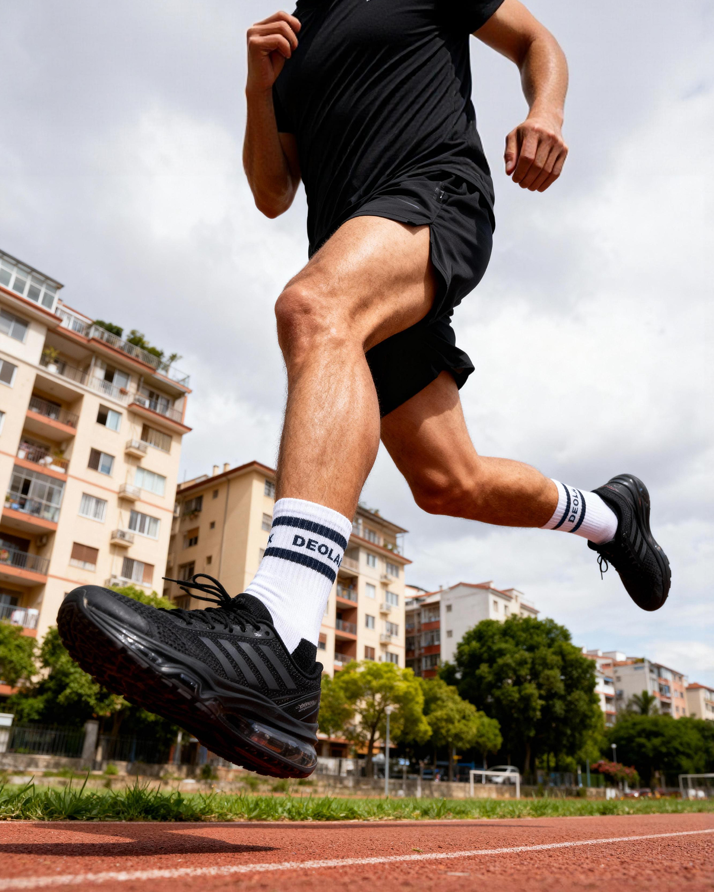 Striped Quarter Crew Socks - Navy