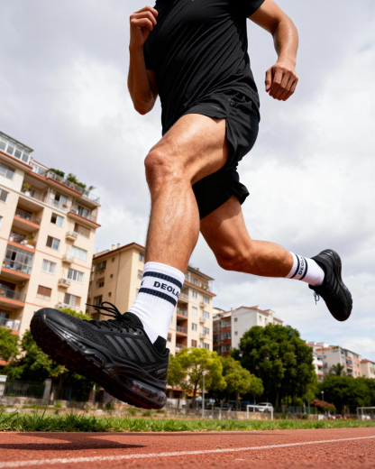 Striped Quarter Crew Socks - Navy