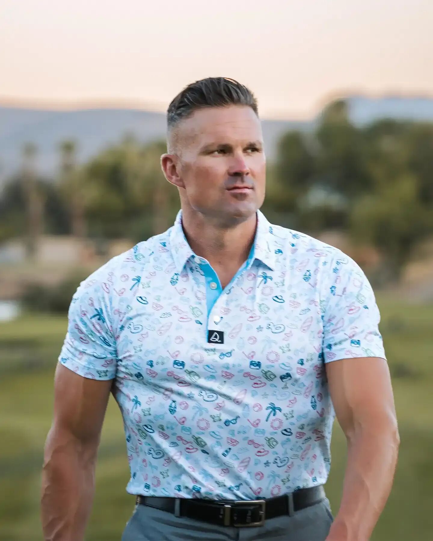 Summer Beach Golf Shirt- Blue