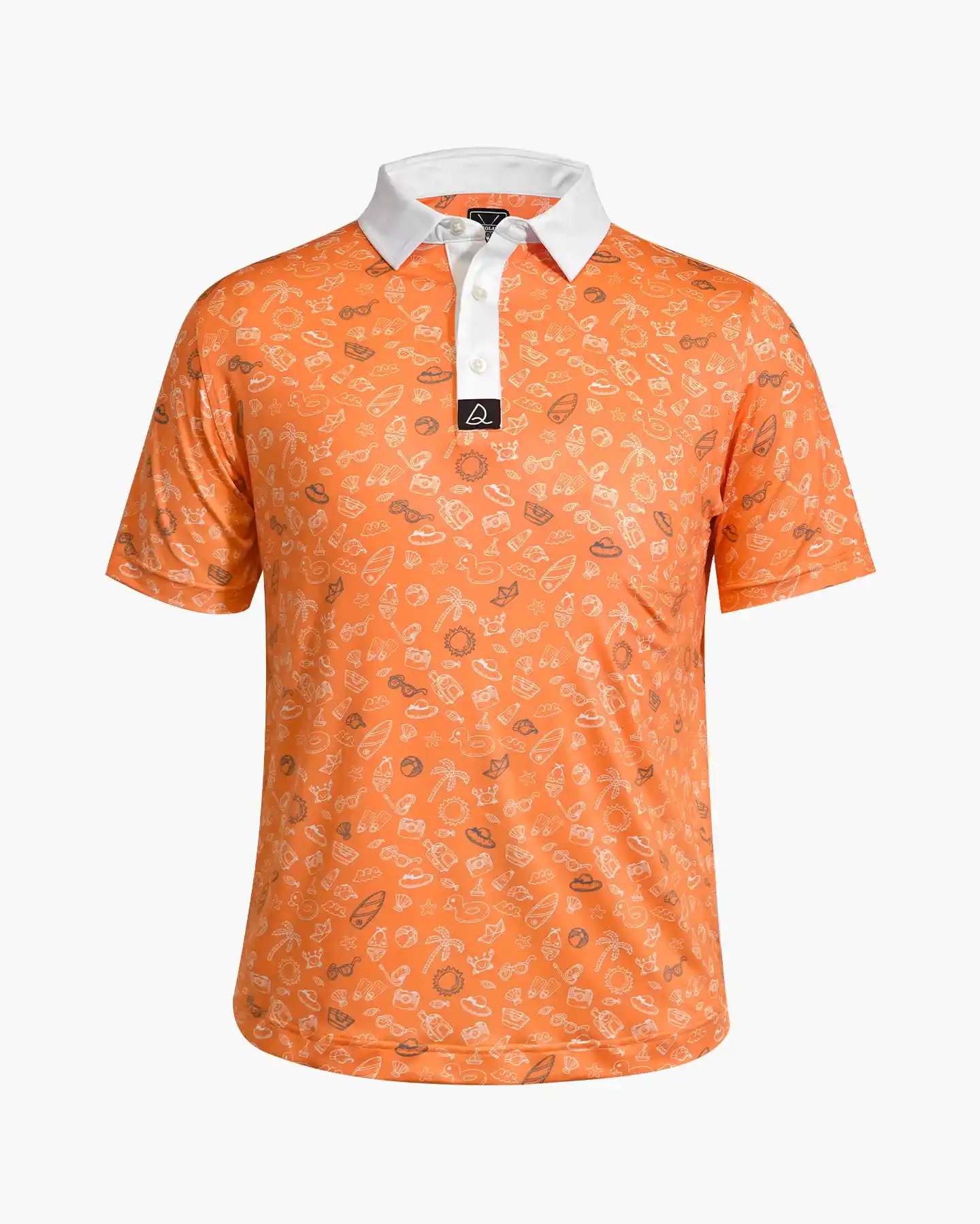 Mens Orange Golf Shirt Summer Beach. Funny Golf Polos. DEOLAX