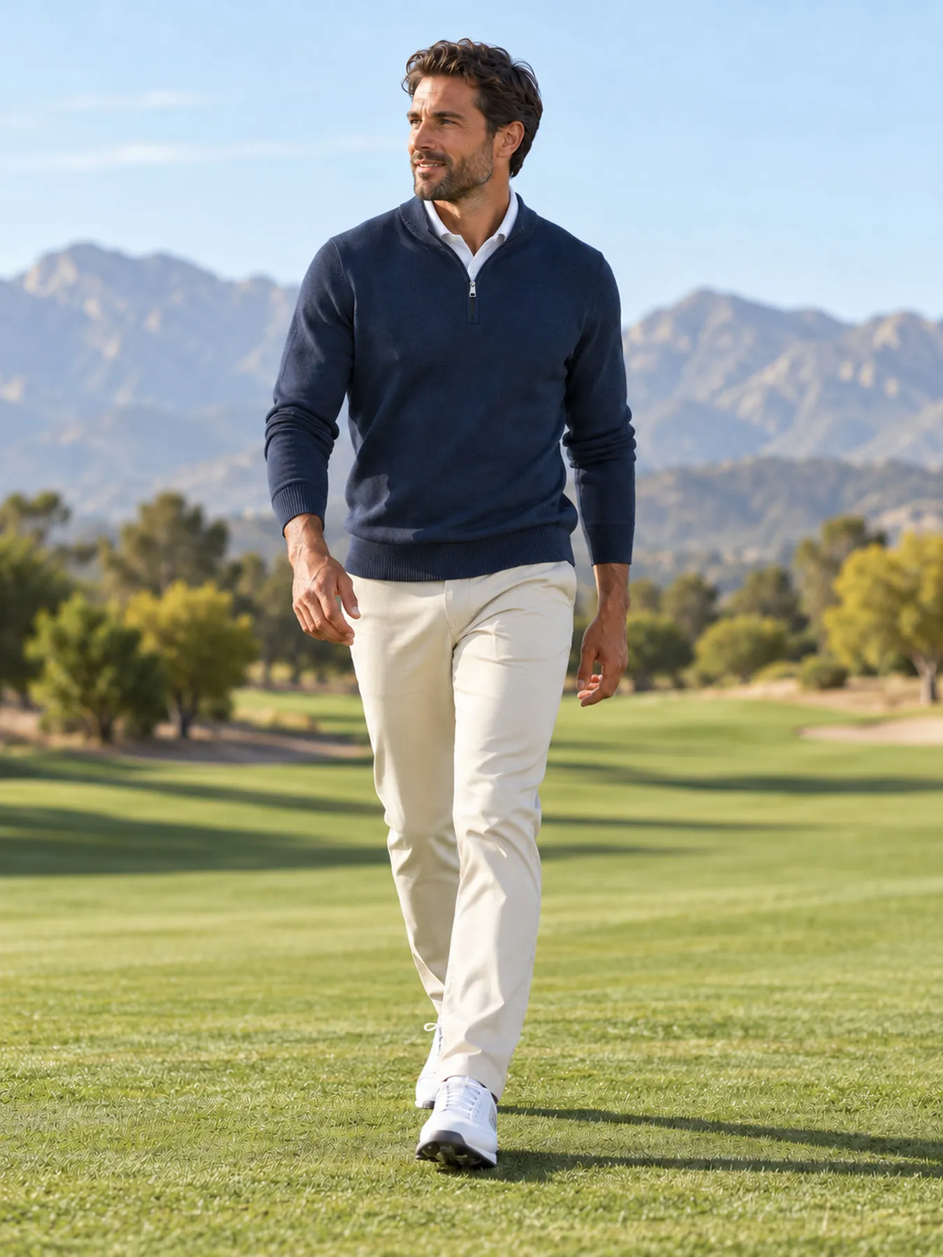 Textured Horizon Quarter Zip Sweater