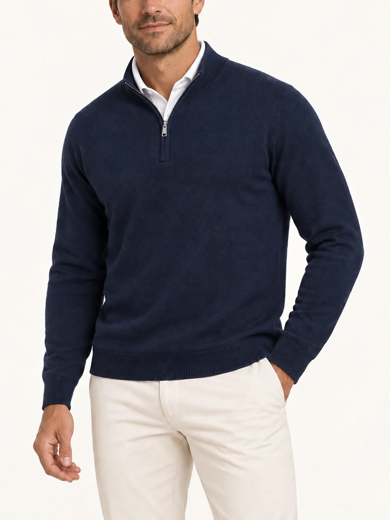 Textured Horizon Quarter Zip Sweater