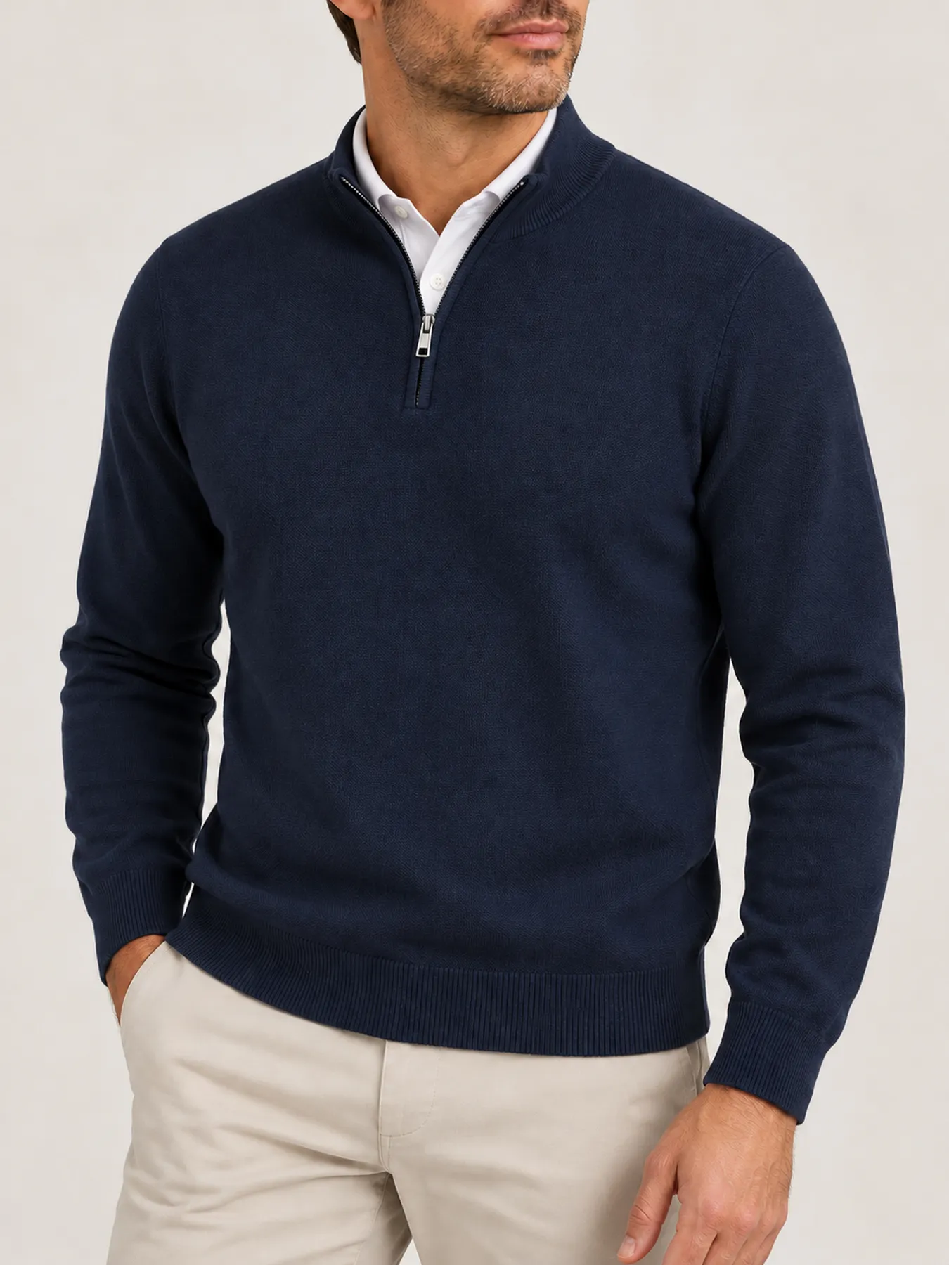 Textured Horizon Quarter Zip Sweater