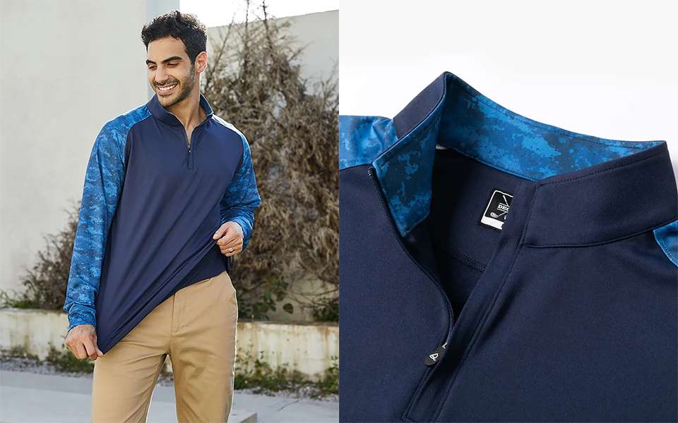 Camo Color Block Quarter Zip Pullover