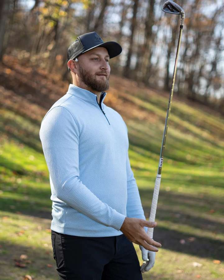 Vintage Jacquard Blue Quarter Zip