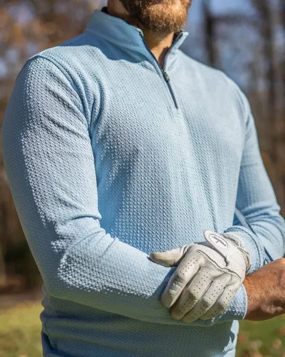 Vintage Jacquard Quarter Zip - Blue