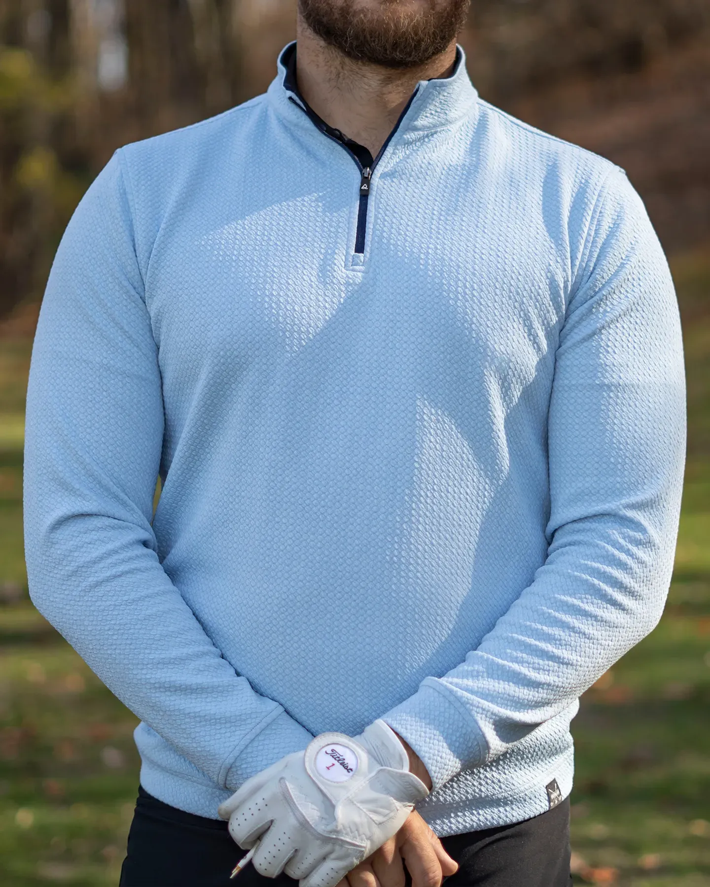 Vintage Jacquard Quarter Zip - Blue