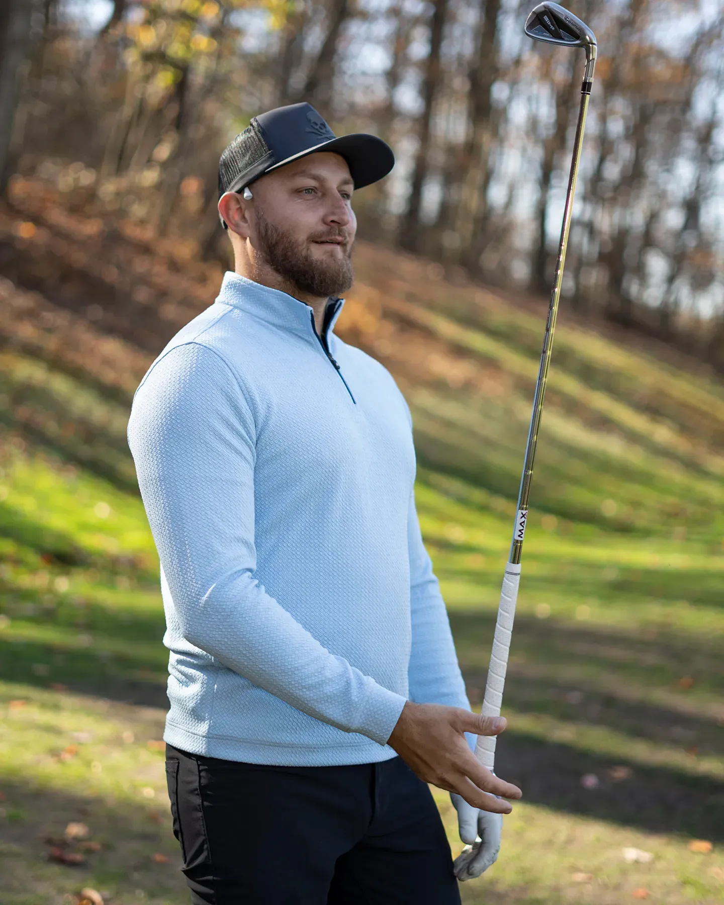 Vintage Jacquard Quarter Zip - Blue