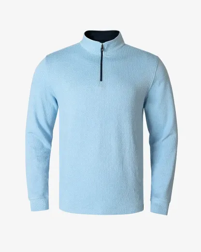 Vintage Jacquard Quarter Zip - Blue - Deolax
