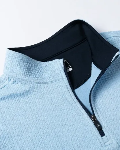 Vintage Jacquard Quarter Zip - Blue - Deolax