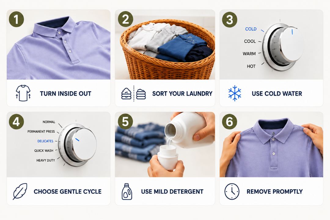 Wash Polo Shirts Step by Step