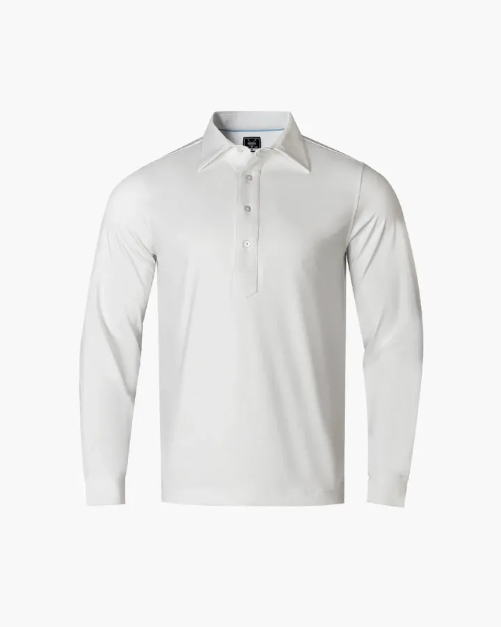 White Classic Men's Long Sleeve Polo