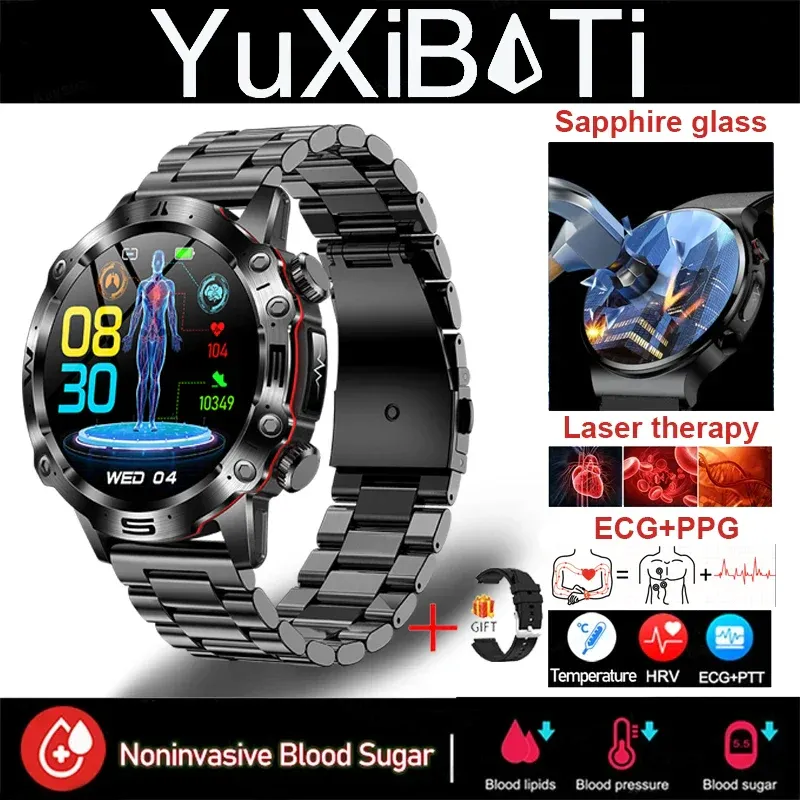 Pametna ura z umetno inteligenco in medicinsko diagnostiko - nova ura za leto 2025, meri krvne lipide, sečno kislino in raven sladkorja v krvi - EKG+PPG, sledilnik telesne pripravljenosti