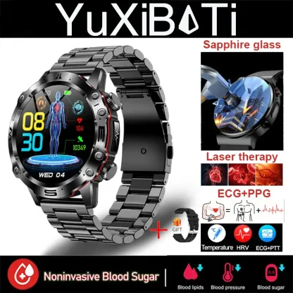 Pametna ura z umetno inteligenco in medicinsko diagnostiko - nova ura za leto 2025, meri krvne lipide, sečno kislino in raven sladkorja v krvi - EKG+PPG, sledilnik telesne pripravljenosti