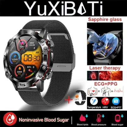 Pametna ura z umetno inteligenco in medicinsko diagnostiko - nova ura za leto 2025, meri krvne lipide, sečno kislino in raven sladkorja v krvi - EKG+PPG, sledilnik telesne pripravljenosti