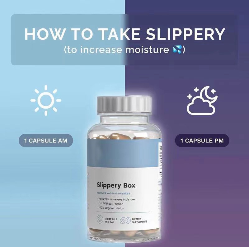 Slippery Box Feminine Balance Capsules | Relieves Vaginal Dryness | Organic Herbal Supplement | 60 Caps
