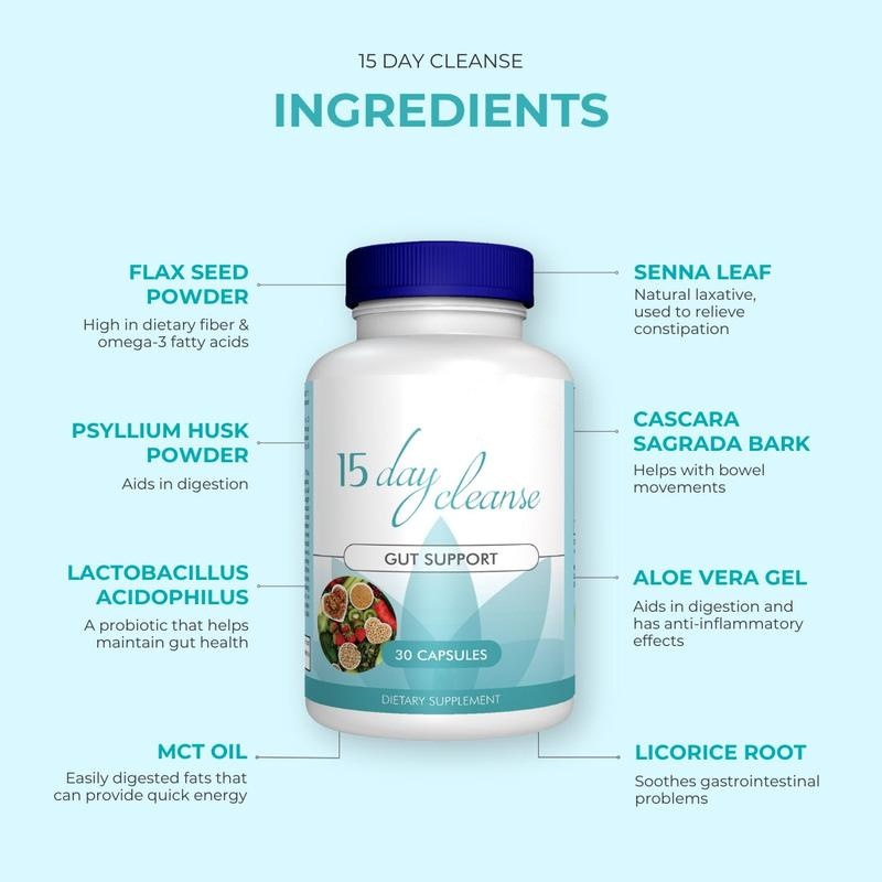 15-Day Bowel Cleanse Capsules | Natural Digestive Detox & Gut Health Support | 30 Pills