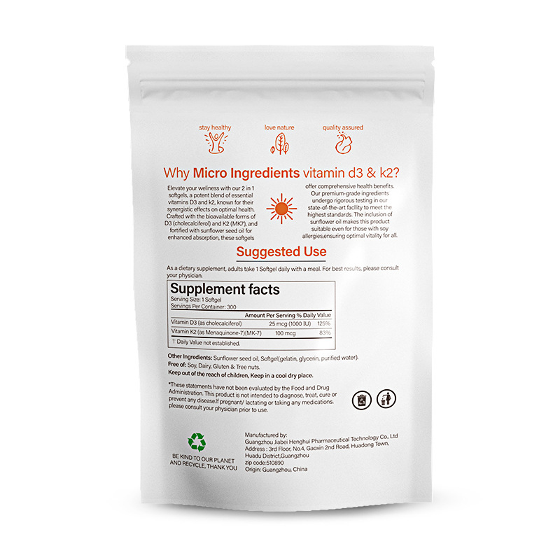 Vitamin D3 + K2 Soft Capsules – Bone and Heart Health Support