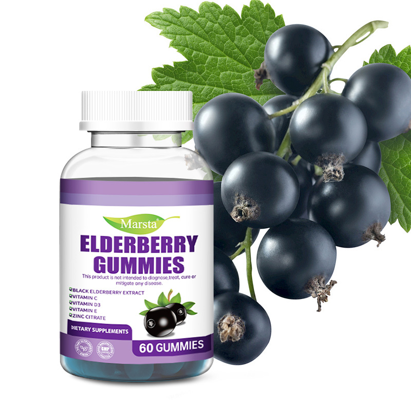 Elderberry Gummies with Vitamins C, D3, E & Zinc – Immune Support