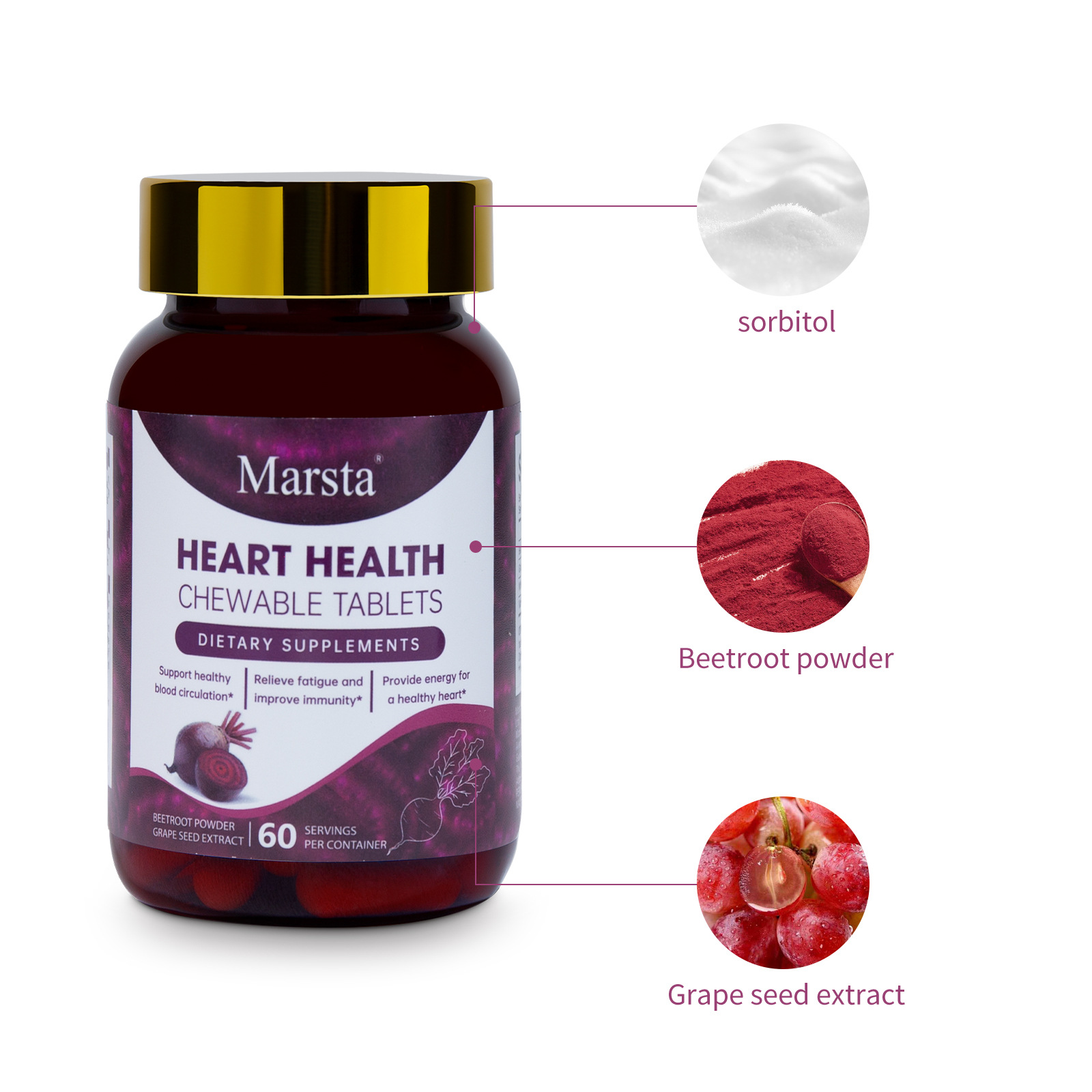 Heart Health Beetroot Chewing Tablets – Circulation & Energy Support