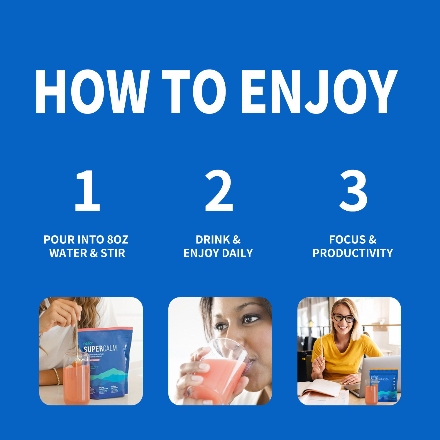 SuperCalm Magnesium Calming Powder – Raspberry Electrolyte Drink Mix, 20 Sachets (85g)