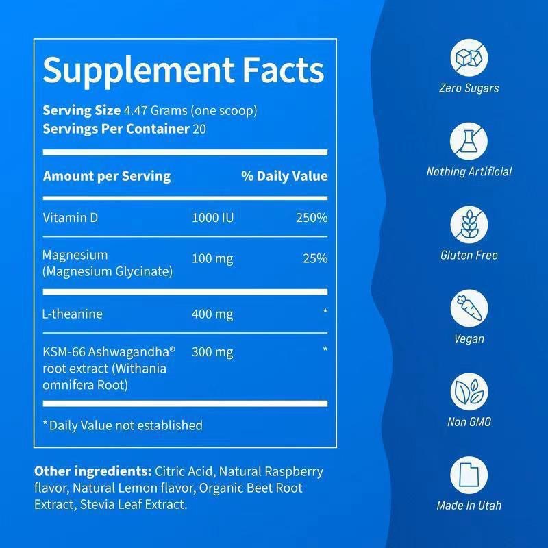 SuperCalm Magnesium Calming Powder – Raspberry Electrolyte Drink Mix, 20 Sachets (85g)