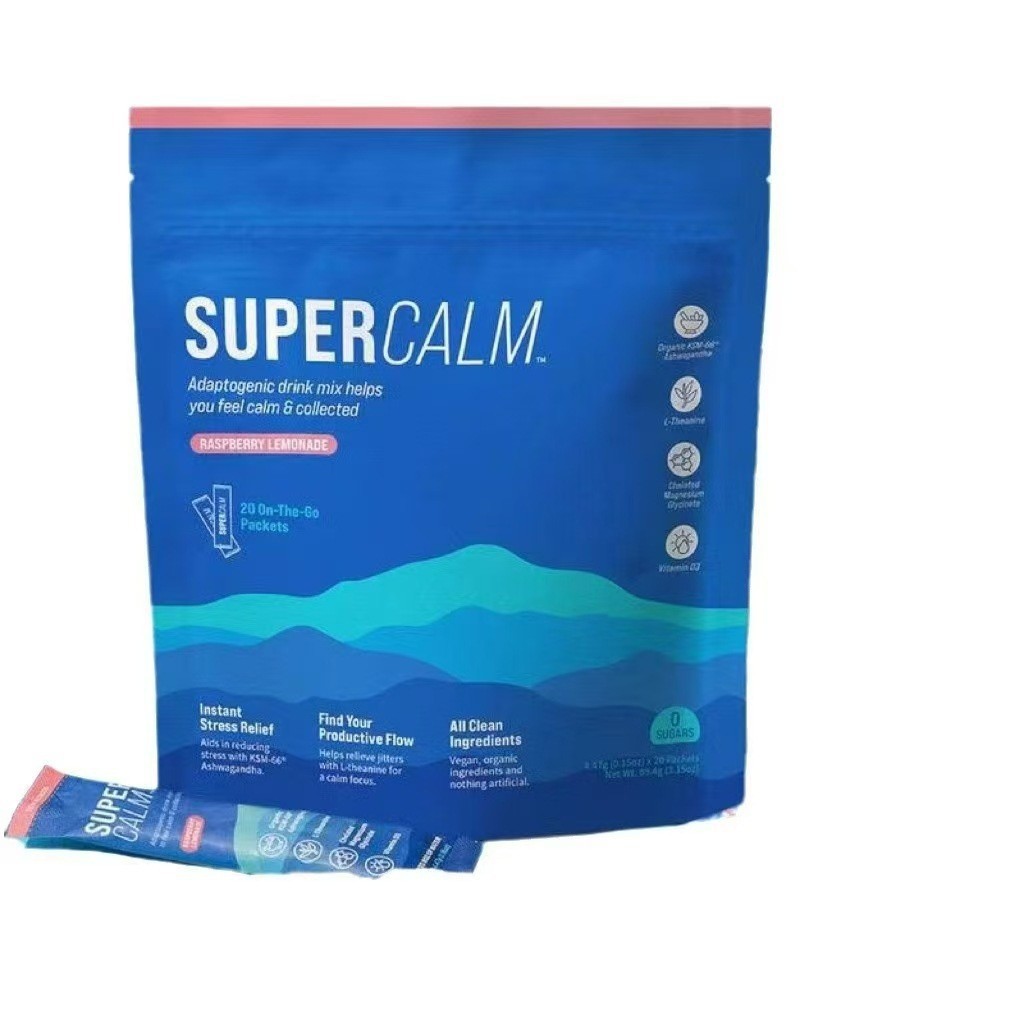 SuperCalm Magnesium Calming Powder – Raspberry Electrolyte Drink Mix, 20 Sachets (85g)