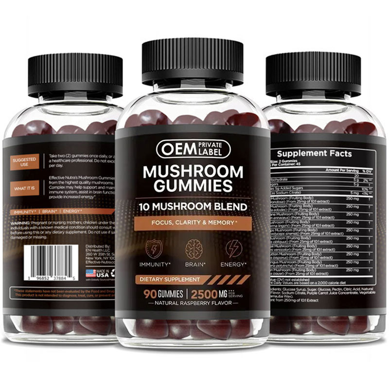 Mushroom Gummies Brain Booster – 10 Mushroom Blend for Focus, Memory & Energy