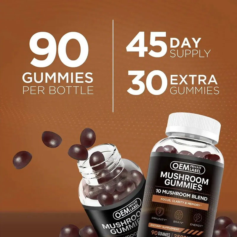 Mushroom Gummies Brain Booster – 10 Mushroom Blend for Focus, Memory & Energy