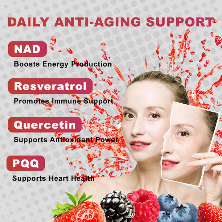 NAD+ Anti-Aging Drink – Niacinamide & Berry Supplement | Energy, Immunity & Heart Health | 30ml