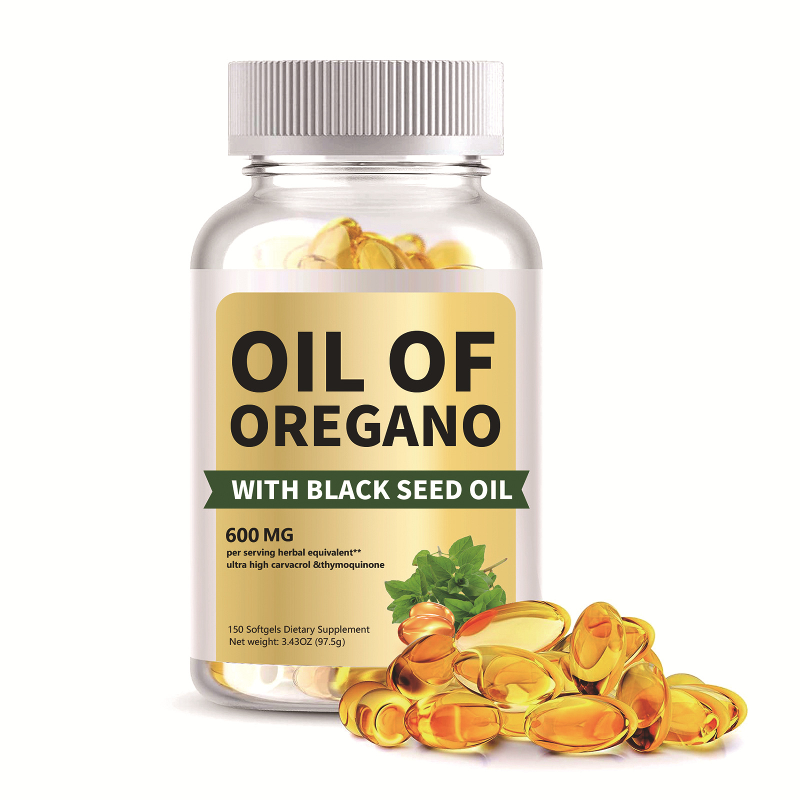 Oil of Oregano Soft Capsules with Black Seed Oil