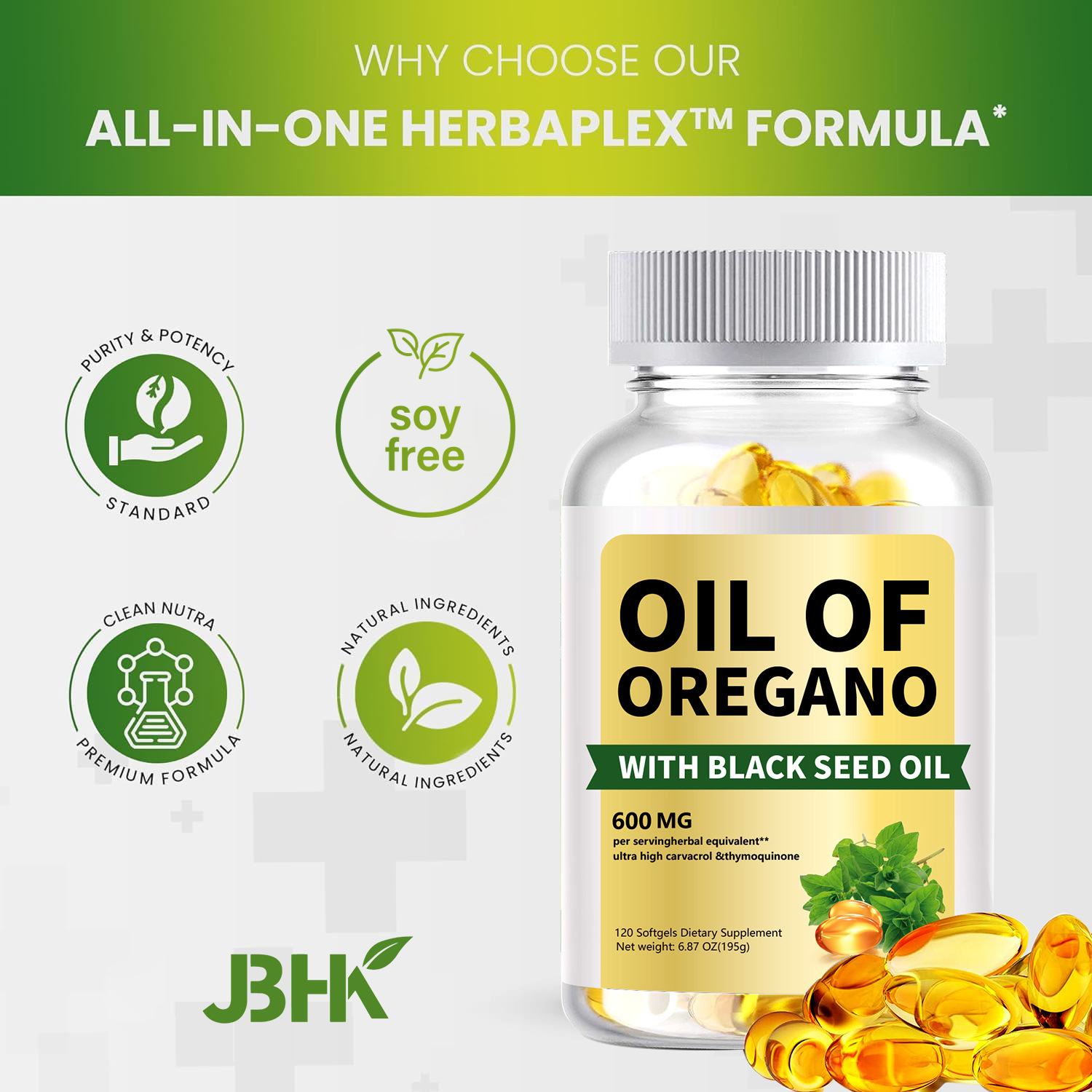 Oil of Oregano Soft Capsules with Black Seed Oil